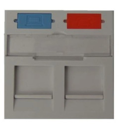 Adapter M45 2xKeystone klapki przeciwkurzowe biały z polem opisowym X-EAK02-B