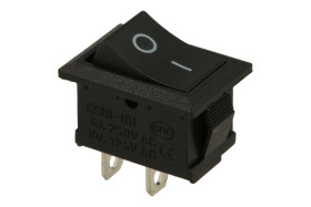 Przełącznik; klawiszowy (kołyskowy); KCD1-101-00; ON-OFF; 1 tor; czarny; bez podświetlenia; bistabilny; konektory 4,8x0,8mm; 13x