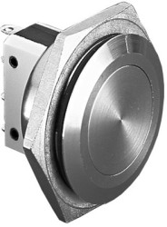 Vandal-proof pushbutton, 1 pole, silver, unlit , 5 A/250 V, mounting Ø 25.8 mm, IP66, MP0038