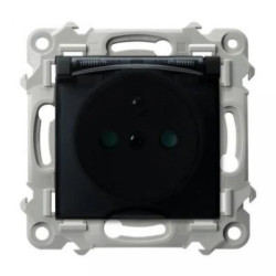 SZAFIR Gniazdo bryzgoszczelne z uziemieniem IP-44 z przesłonami torów prąd. wieczko przezroczyste czarny metalik GPH-1ZZP/m/33/d