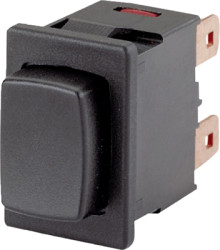 Pushbutton, 1 pole, black, unlit , 10 (8) A/250 VAC, 12 (8) A/250 VAC, 16 (4) A/250 VAC, 19.2 x 12.9 mm, IP40, 1683.1201