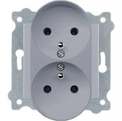 Gniazdo podwójne z uziemieniem (Typ E) Srebrny 246/10E EXEN