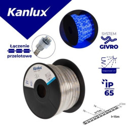 Wąż świetlny GIVRO LED 15M-BL 2W/M 9,5lm/m barwa niebieska IP65 rolka 15mb Odporność UV zasilanie przelotowe 38587