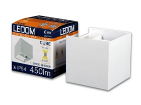 LEDOM Kinkiet zewnętrzny LED aluminium 2x3W 4000K IP54 biały CUBE. 3 lata gwar.