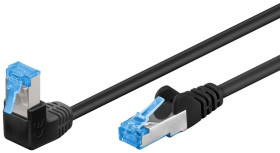 patchcord CAT 6A S/FTP kątowy 1x 90, czarny, 1m 51557