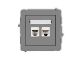 DECO Gniazdo telefoniczne 1xRJ11 + gniazdo komputerowe 1xRJ45 kat.5e 8-stykowy beznarzędziowe szary mat 27DGTK KARLIK