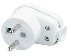 Wtyczka kątowa z uziemieniem 16A 250V biała WT-16 BI