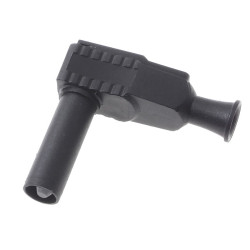 Wtyk bezpieczny 4mm z tuleją stałą kątowy 20A 1000V CAT III, czarny