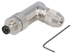 Złącze okrągłe M8 męskie kątowe ekranowane na zacisk 4-PIN 30V T4013019041-000