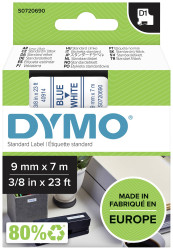 Taśma do nadruku D1 DYMO S0720690, 9 mm x 7 m, Kolor taśmy: biały / Kolor nadruku: niebieski DYMO S0720690, 9 mm x 7 m,