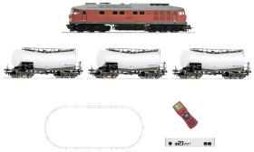 Pociąg towarowy Roco 51340 H0 z21 start cyfrowy zestaw lokomotywy spalinowej BR 232 z wagonami cysternami DB-AG