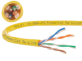 Kabel UTP kat.5e U/UTP 4x2x0,5 żółty Molex /305m/