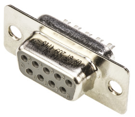 Złącze D-Sub 9-pinowe Żeński Proste Montaż na panelu raster 2.77mm