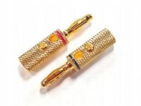 BANAN-WT-AUBR Wtyk bananowy złocony czerw.+czarny kpl.