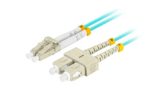 PATCHCORD ŚWIATŁOWODOWY MM LC/UPC-SC/UPC DUPLEX 3.0MM OM3 50/125 LSZH 1M AQUA LANBERG FO-LUSU-MD31-0010-TQ