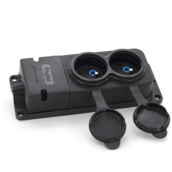 Listwa, gniazdo gumowe (TPE) podwójne IP44 2*16A 2P+Z, kolor czarny, TRG-2