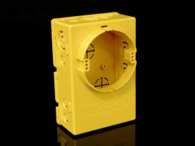 Puszka 73mm p/t regips 132mm 90x 57mm ze śrubami żółta KUH 1/L NA