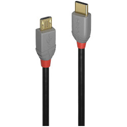 LINDY 36890 USB 2.0 USB-C to Micro-B Cable Black Grey 0.50m