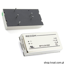 RP15-2415DF DC-DC 24VIn 2-Out 15V, -15V 0.5A 15W THT RECOM
