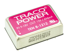 Przetwornica DC-DC, 8W, Uwe 9 → 18 V DC, Uwy 12V dc, Iwy 666mA Nie, TRACOPOWER Nie