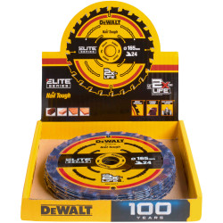 DEWALT DT10400-QZ 24T ELITE&#x2122; Series 165mm Circularsaw Blade CDU Pk10