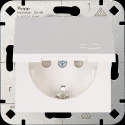 940129002 Flush-mounted socket outlet with hinged cover, HK07, pure white