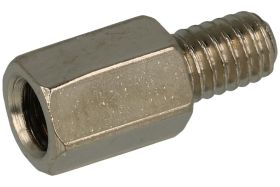 Dystans; DMM4ZW8; M4; zewnętrzny/wewnętrzny; 8mm; 6mm; 7mm; 7mm; tulejka dystansowa gwintowana; sześciokątna; mosiądz niklowany;