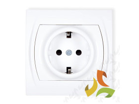 LOGO Gniazdo pojedyncze z uziemieniem schuko (przesłony torów prądowych) biały LGP-1sp KARLIK