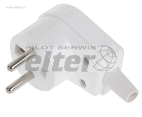 Wtyczka sieciowa kątowa z uziemieniem biała WT-20S