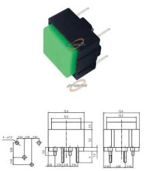 PRZEŁĄCZNIK KWADRATOWY ZIELONY OF-(ON) 12V MIR
