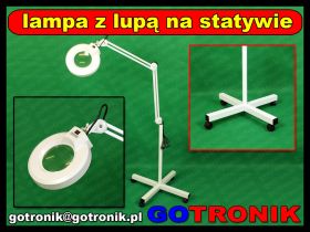 Lampa z lupą 5D na statywie z kółkami