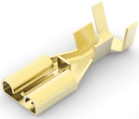 Uninsulated flat plug sleeve, 6.35 x 0.81 mm, 1.31 to 3.31 mm², AWG 16 to 12, brass, 1217092-1