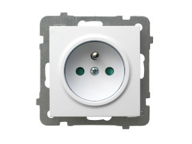 AS Gniazdo pojedyncze z uziemieniem z przesłonami białe GP-1GZP/m/00 OSPEL