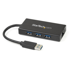 Hub USB USB 3.0 ST3300GU3B RJ45 3 Adapter AC USB A, StarTech.com