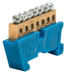 Listwa zaciskowa zerowa 7x10mm2 niebieska TH 35-7/N