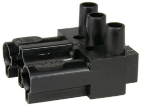 Socket, 3 pole, free-standing, screw connection, 0.5-2.5 mm², black, AC 166-1 BU/ 3 SW