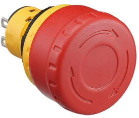 Emergency stop, turn/pull release, mounting Ø  16 mm, unlit, 250 V, 2 Form B (N/C), XA1E-BV3U02TR