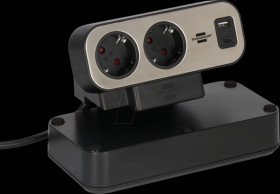 1153580210 Tischsteckdosenleiste 7+2-fach, silber, schwarz