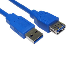Przedłużacz USB Złącze A USB A Złącze B USB A dł. 1m Przewód przedłużający USB USB 3.0 kolor: Niebieski