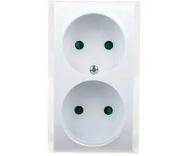 BIS Gniazdo podwójne b/u z przesłonami białe GN-2BP/00