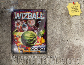 Rustic Commodore 64, Amiga Game Wizball Box Artwork Metal Sign [649]