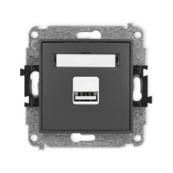ICON Mechanizm ładowarki USB pojedynczej, 5V, 2A grafitowy mat 28ICUSB-3