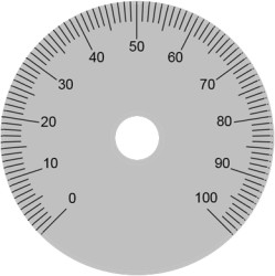 Scale disc, Ø 50 mm, 0-100, 270°, for shafts to 10 mm, 060.31.014