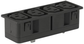 Panel socket 4-fold F, 3 pole, snap-in, plug-in connection, black, 4752.3200