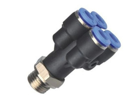 Rozgałęźnik pneumatyczny wtykowy typu Y, G 1/4 GZ do węża fi 4 mm, tworzywo sztuczne