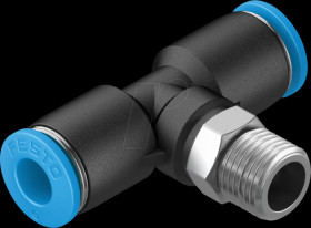 153107 Push-in fitting, T-shaped, with external hexagon, R1/8 &lt;&gt; 2xdia.