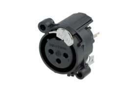 XLR panel socket, 3 pole, gold-plated, NC3FAV1-DA