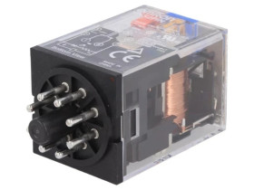 Przekaźnik: elektromagnetyczny DPDT Ucewki: 24VDC 10A/250VAC MKS2PIN DC24