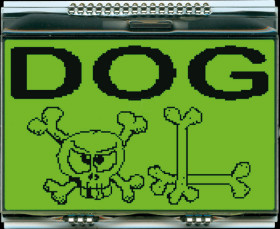 EA DOGXL160L-7 Graphics module with graphics RAM, 69.2 x 42.8 mm, yellow / gree