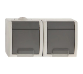 AQUANT Gniazdo hermetyczne podwójne z uziemieniem 16A IP55 szare GNT AQUANT 1242-10